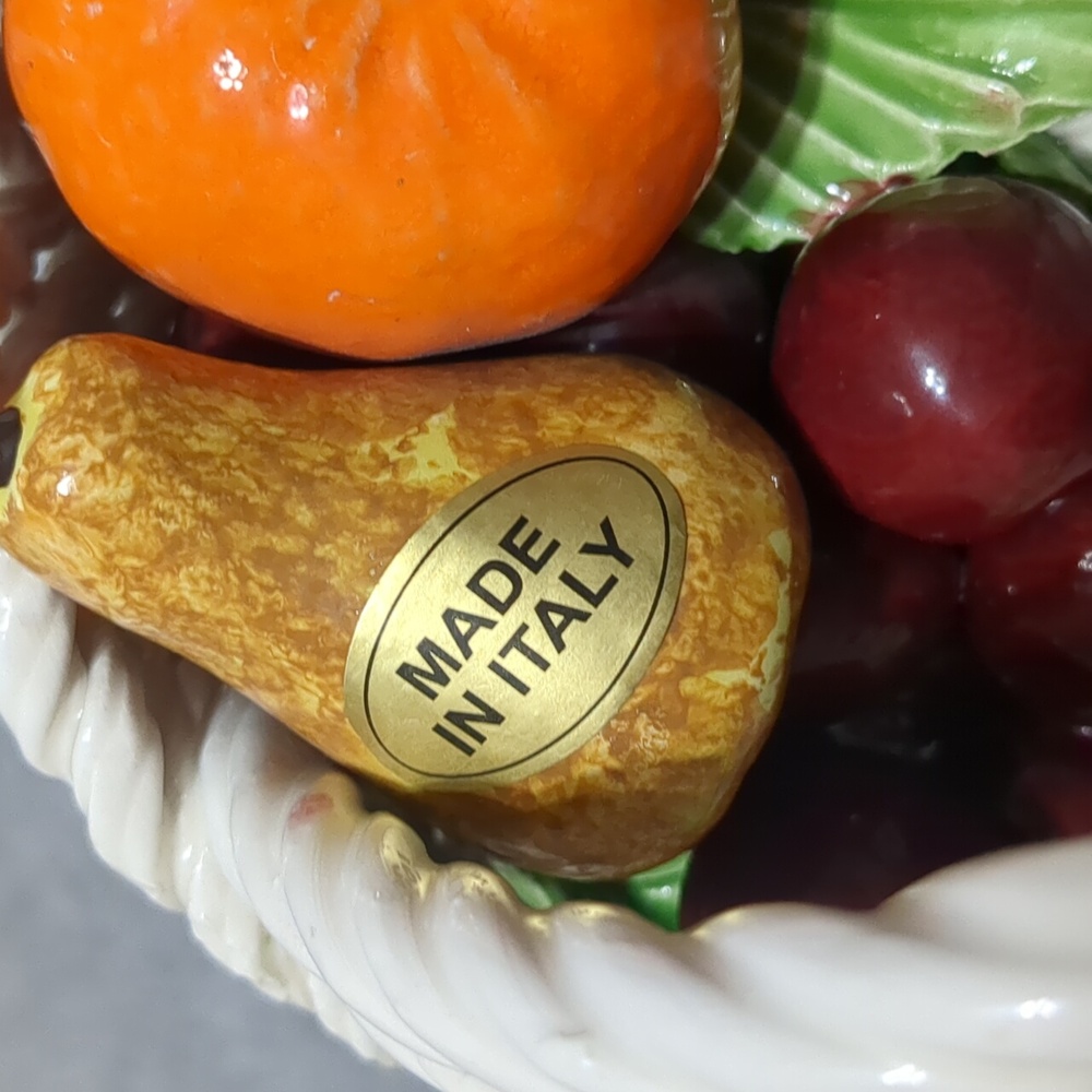 ITALIAN MAJOLICA CERAMIC WOVEN FRUIT BASKET BOWL Unmarked CENTREPIECE 5" - Picture 8 of 10